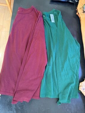 Old Navy Burgundy and Green Long Sleeve Tees